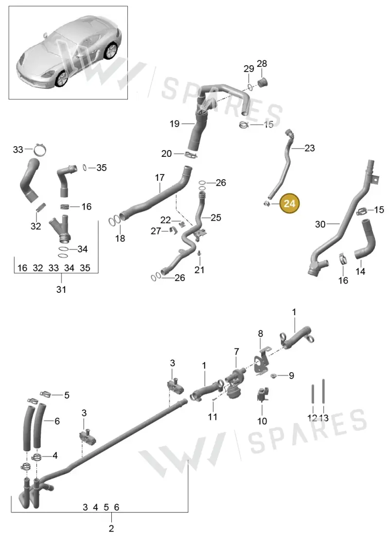 99951265009 — Porsche Cayman (2016-2019) diagram p50105005, position 24