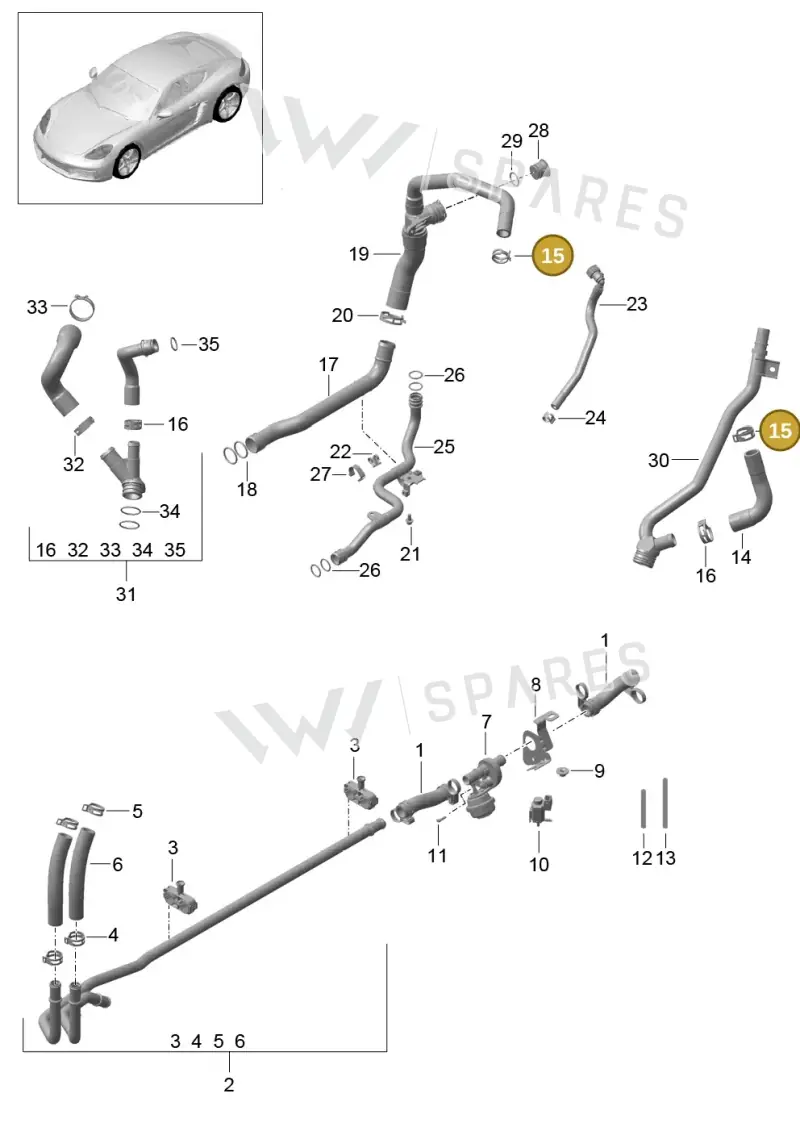 99951265609 — Porsche Cayman (2016-2019) diagram p50105005, position 15