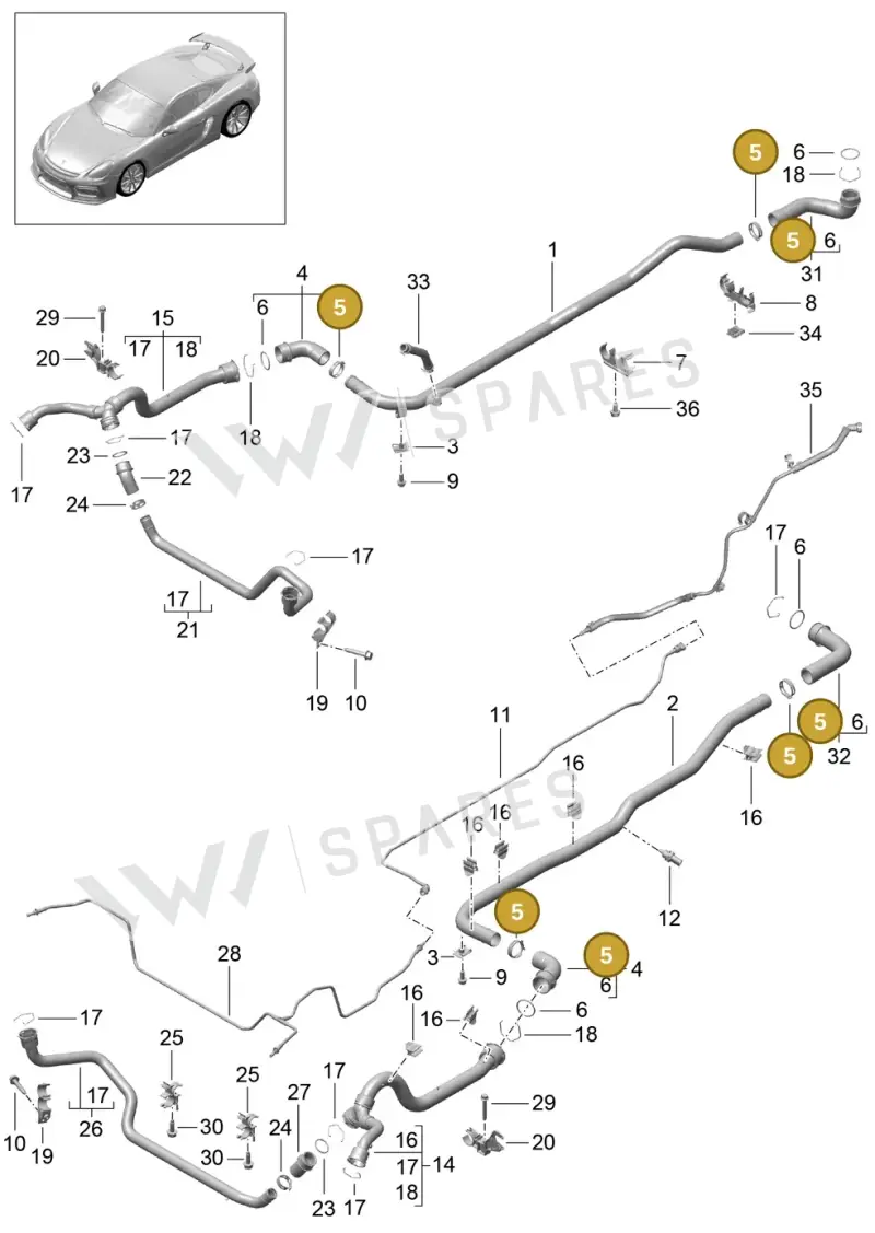 99951266709 — Porsche Cayman GT4 (2015-2016) diagram p45105010, position 5