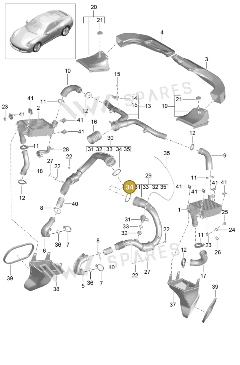 99951269801 — Porsche 911 (2016-2019) diagram p47107020, position 34