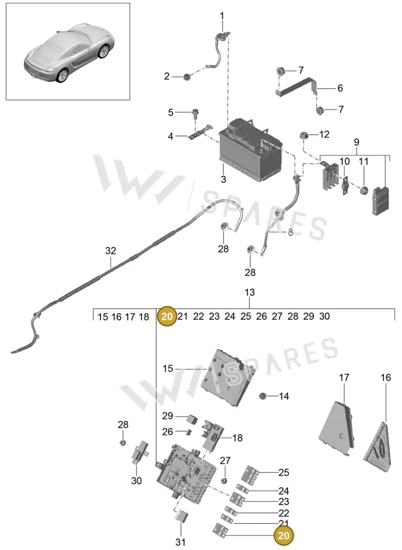 99960705400 — Porsche Cayman (2013-2016) diagram p40902006, position 20