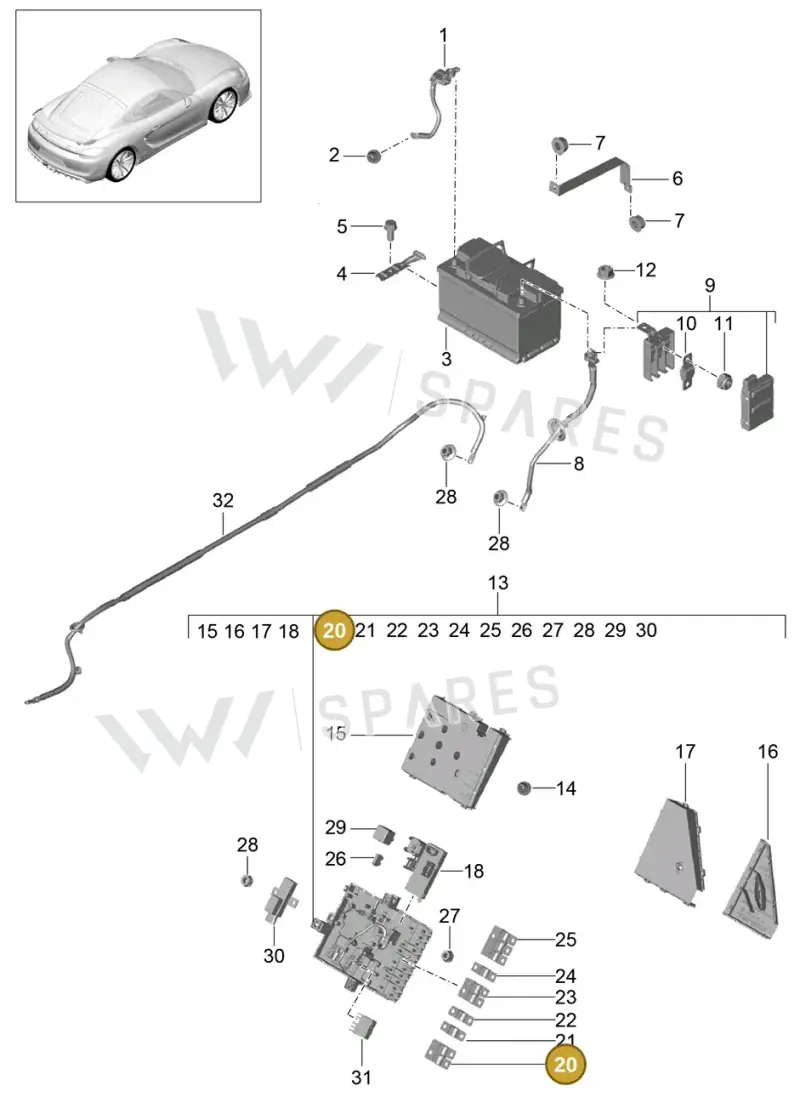 99960705400 — Porsche Cayman GT4 (2015-2016) diagram p45902006, position 20