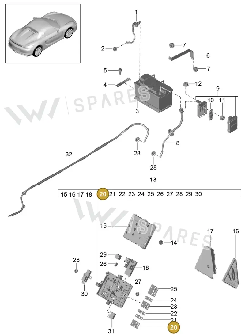 99960705400 — Porsche Boxster Spyder (2015-2016) diagram p46902006, position 20