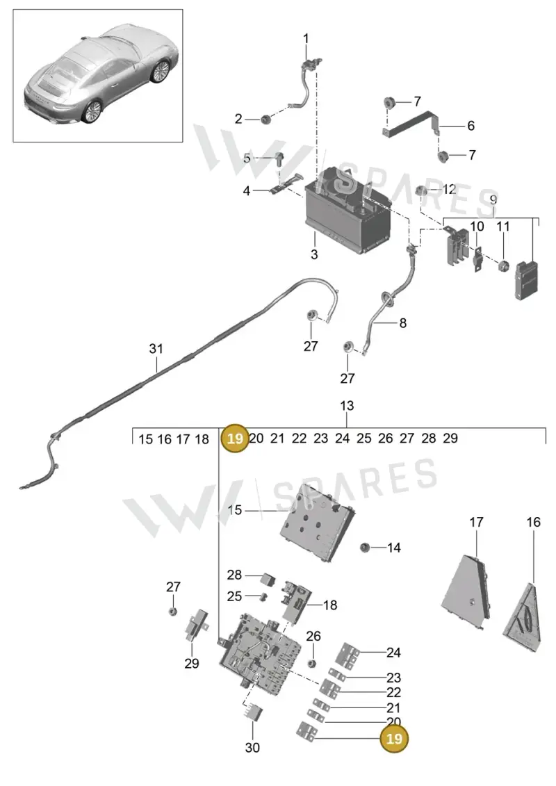99960705400 — Porsche 911 (2016-2019) diagram p47902006, position 19