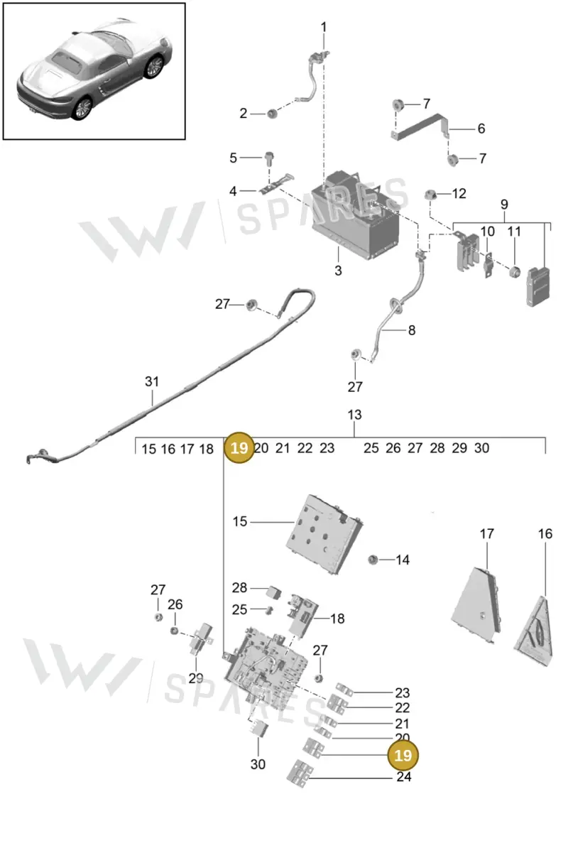 99960705400 — Porsche Boxster (2016-2019) diagram p48902006, position 19