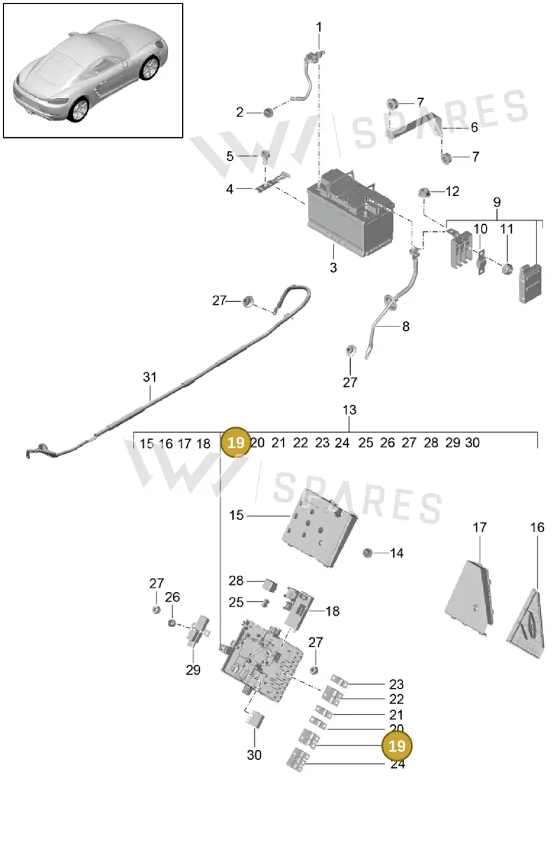 99960705400 — Porsche Cayman (2016-2019) diagram p50902006, position 19