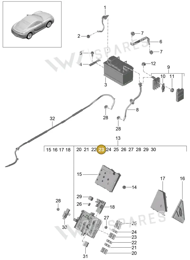 99960705500 — Porsche Cayman (2013-2016) diagram p40902006, position 23