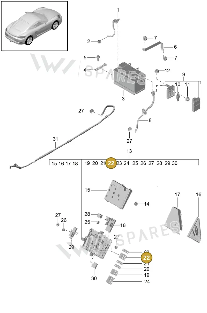 99960705500 — Porsche Cayman (2016-2019) diagram p50902006, position 22
