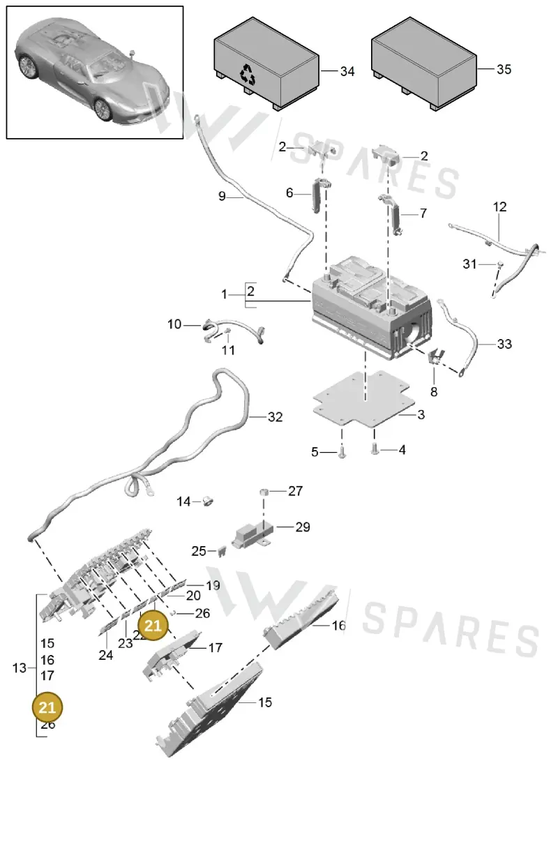99960709500 — Porsche 918 Spyder (2014-2015) diagram p43902005, position 21