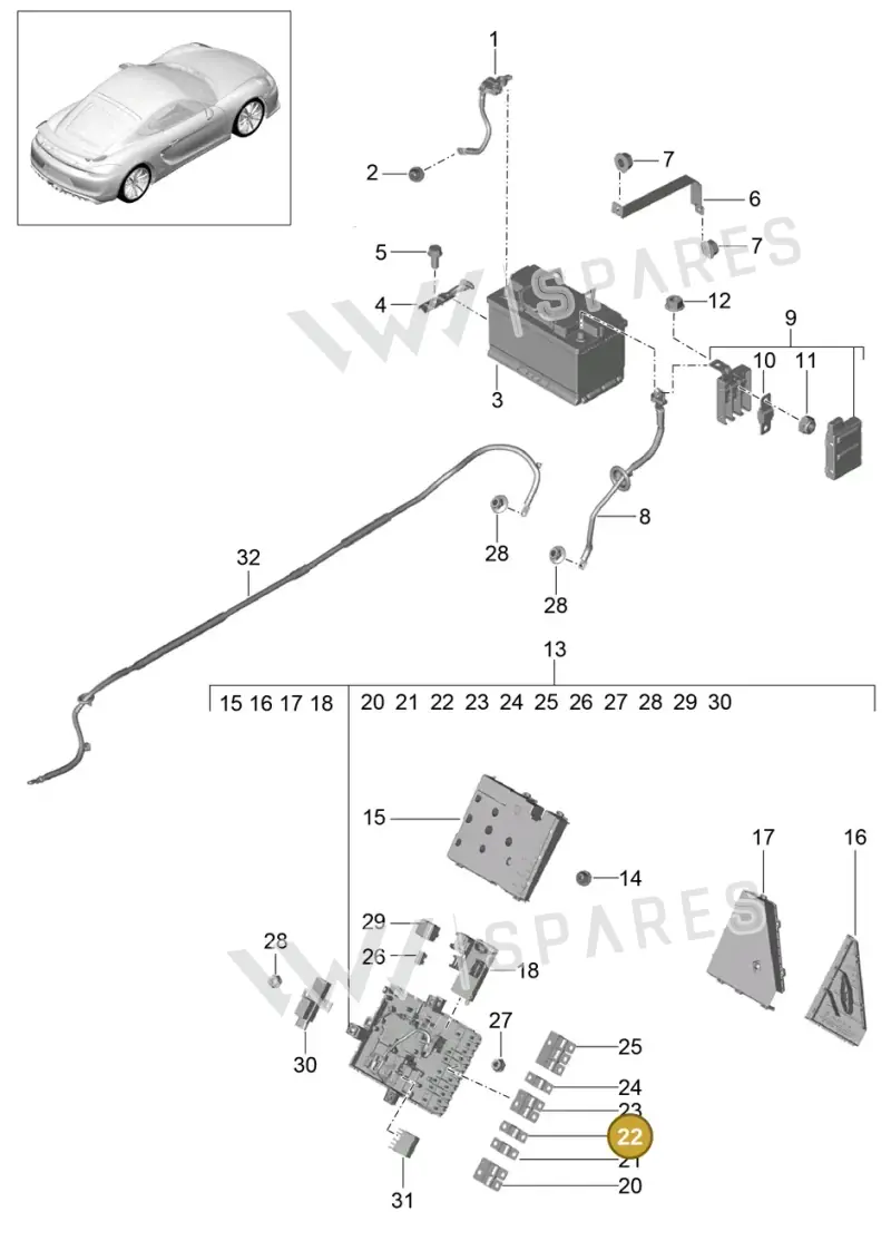 99960709500 — Porsche Cayman GT4 (2015-2016) diagram p45902006, position 22