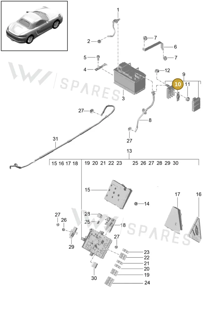 99960709500 — Porsche Boxster (2016-2019) diagram p48902006, position 10