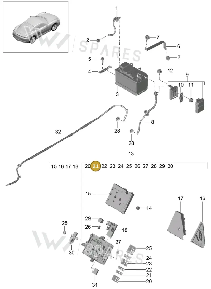 99960709900 — Porsche Cayman (2013-2016) diagram p40902006, position 21