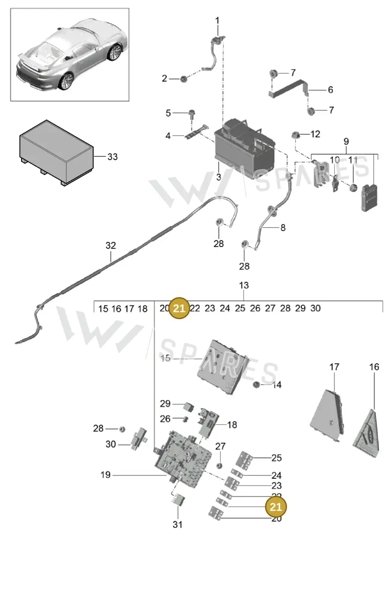 99960709900 — Porsche 911 (2013-2020) diagram p41902006, position 21