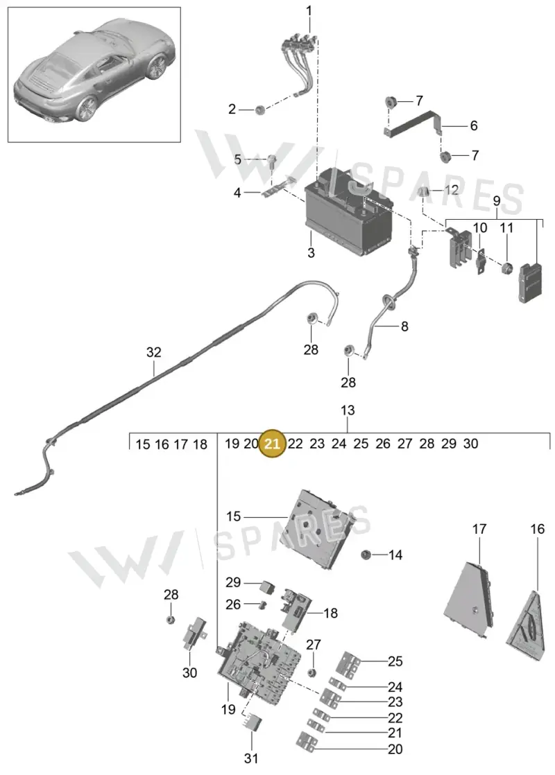 99960709900 — Porsche GT2 RS Clubsport (2013-2020) diagram p42902006, position 21