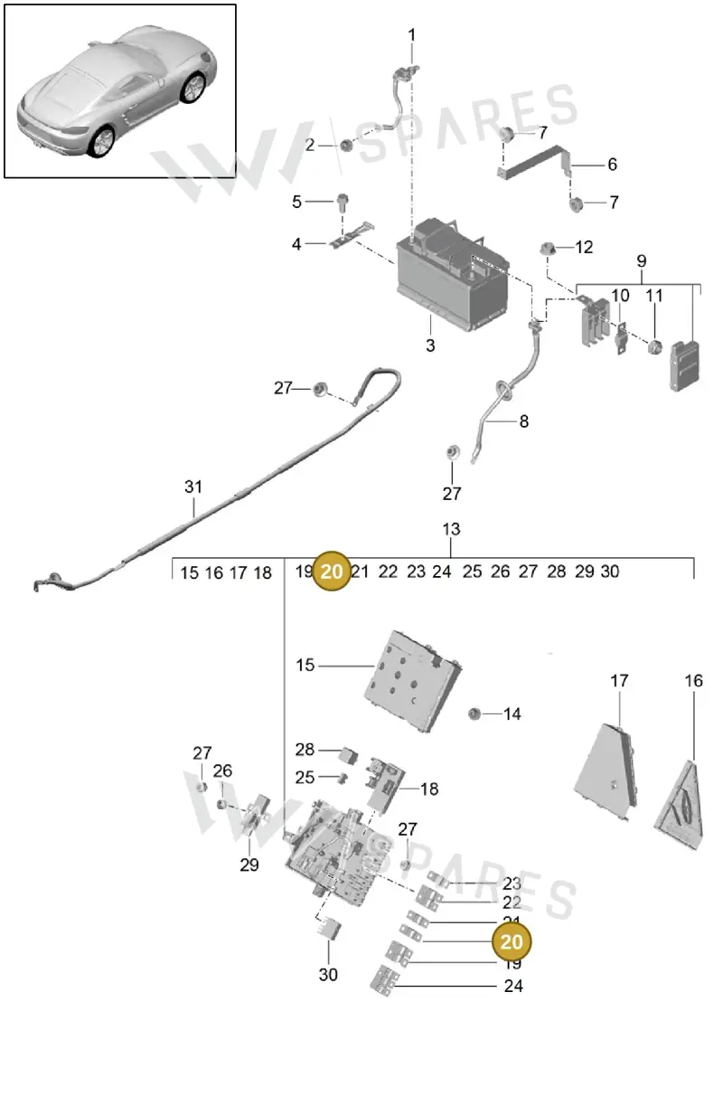 99960709900 — Porsche Cayman (2016-2019) diagram p50902006, position 20