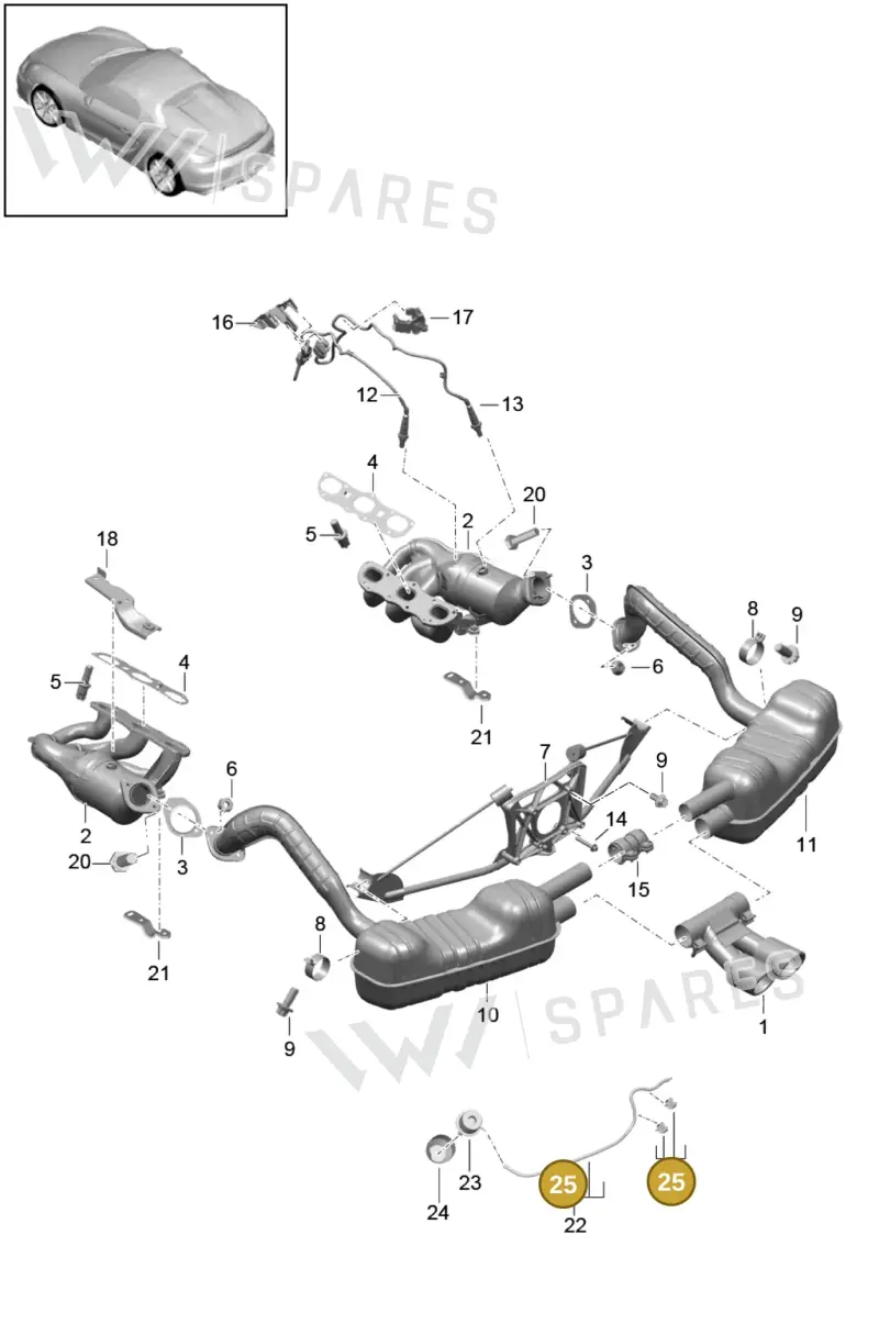 99965136001 — Porsche Boxster Spyder (2015-2016) diagram p46202000, position 25
