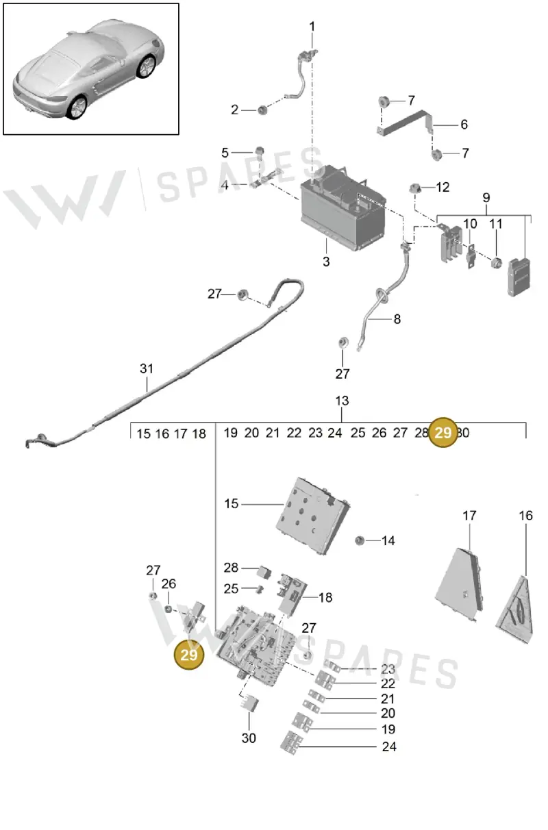99965702090 — Porsche Cayman (2016-2019) diagram p50902006, position 29