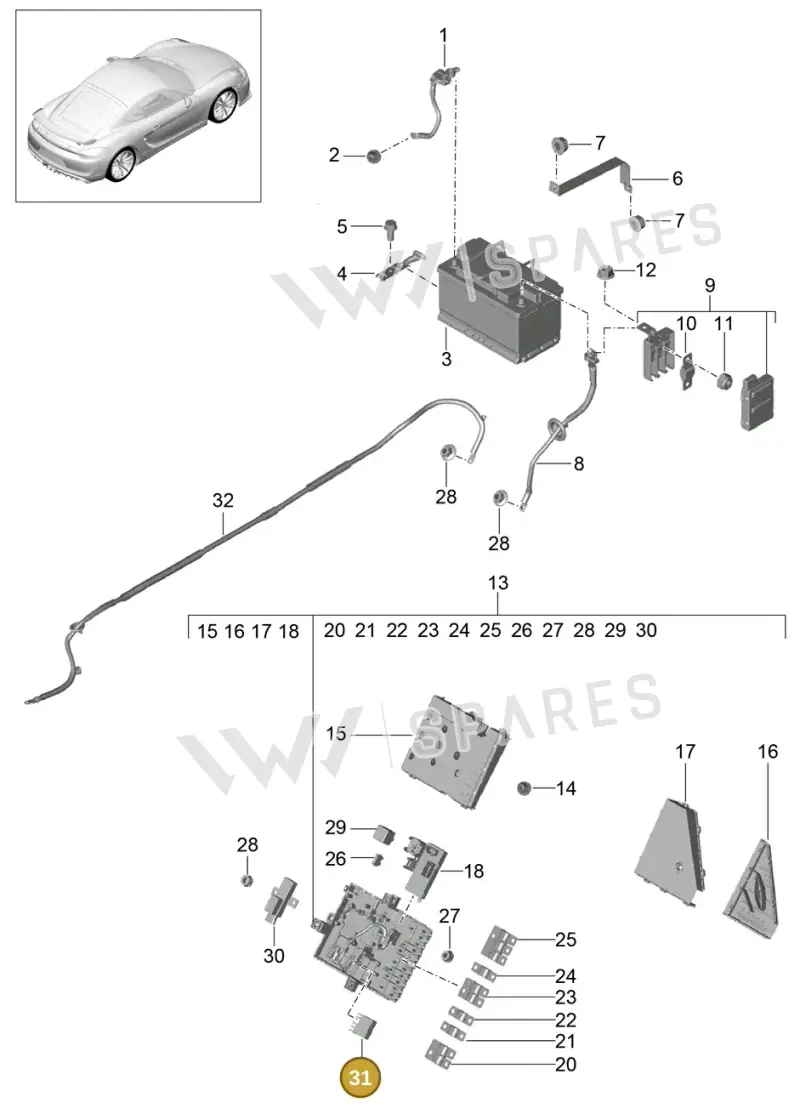 99965702190 — Porsche Cayman GT4 (2015-2016) diagram p45902006, position 31