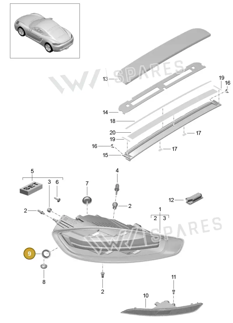 99970229740 — Porsche Cayman (2016-2019) diagram p50905005, position 9
