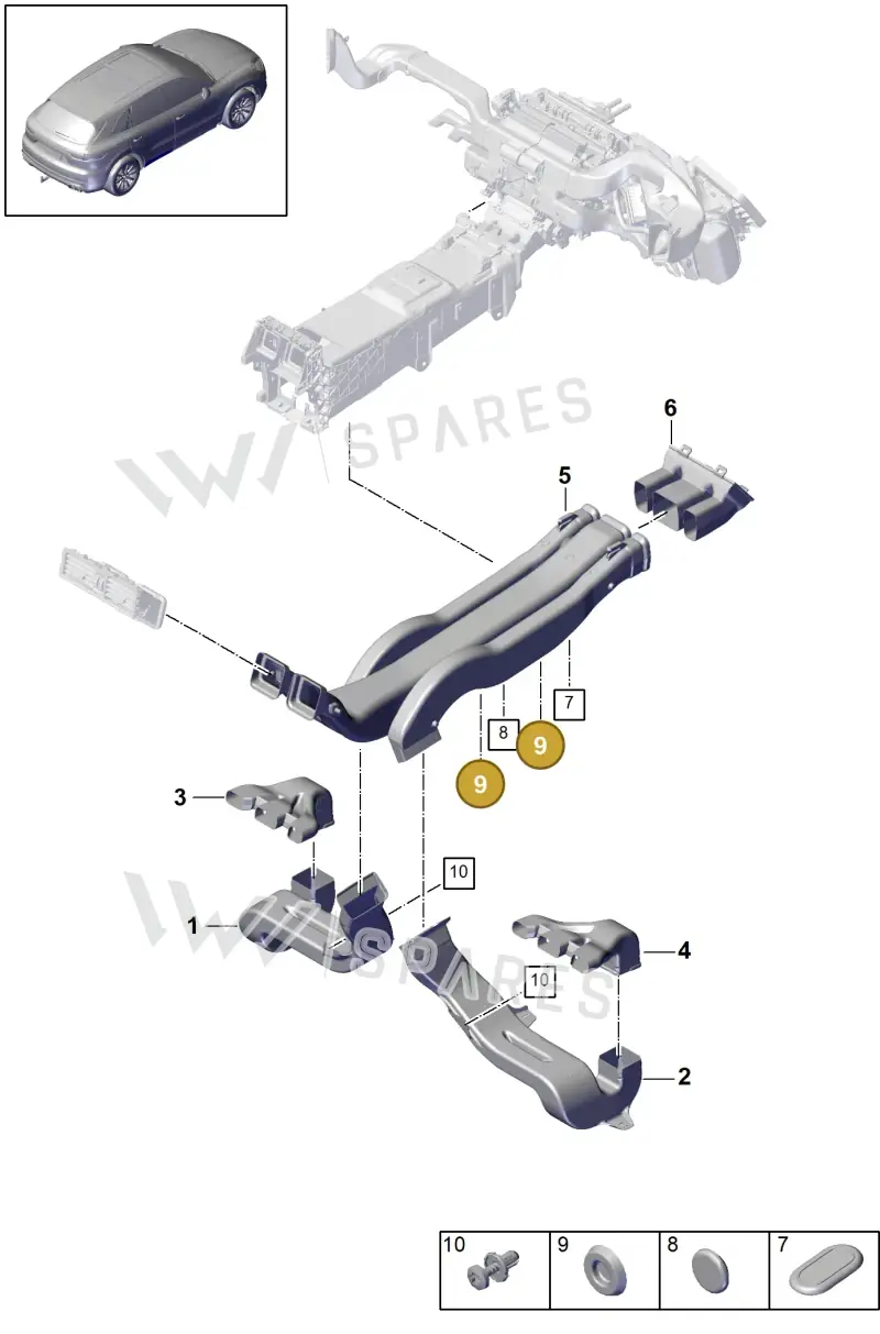99970319640 — Porsche Cayenne Diesel V6 (2017-2023) diagram p51814010, position 9