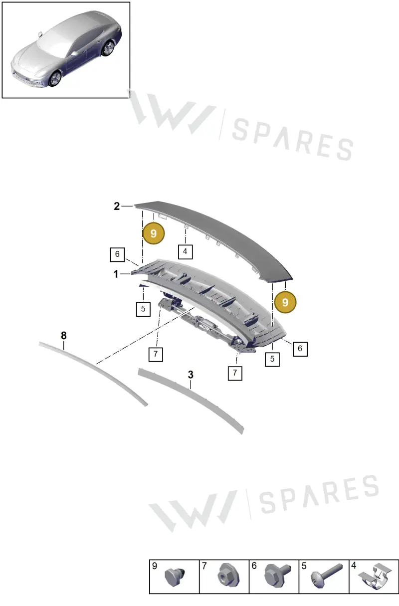 99970327040 — Porsche Panamera (2016-2020) diagram p49803050, position 9