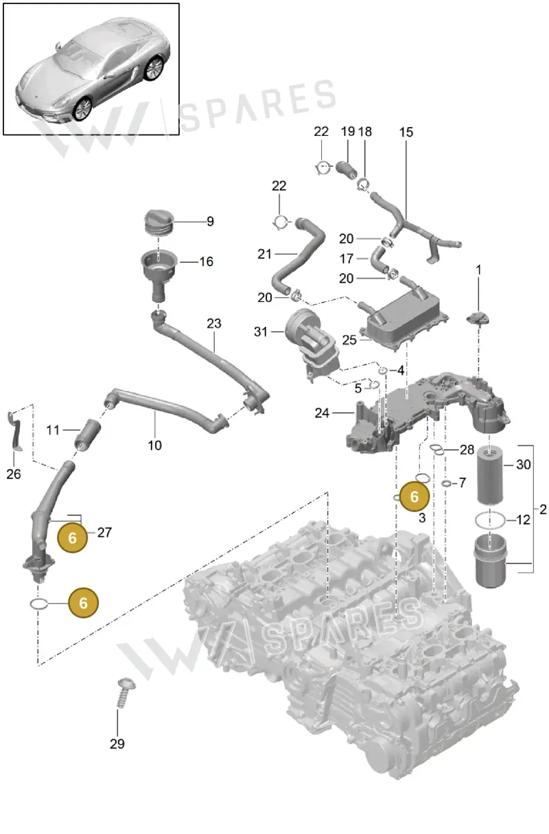 99970734840 — Porsche Cayman (2013-2016) diagram p40104005, position 6