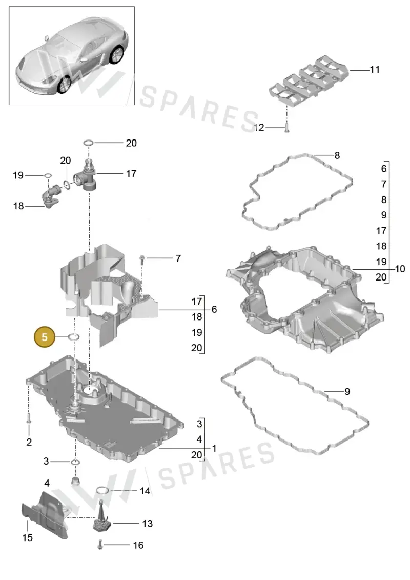 99970751340 — Porsche Cayman (2016-2019) diagram p50104002, position 5