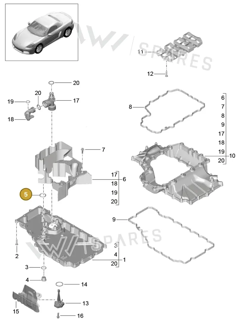 99970751340 — Porsche Boxster (2016-2019) diagram p48104002, position 5