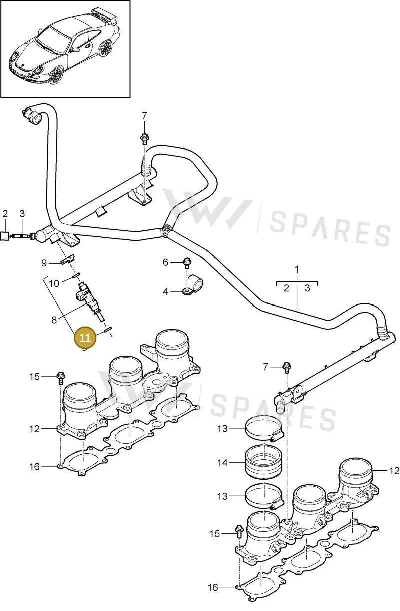 99970757340 — Porsche GT3 RS (2006-2011) diagram p29107006, position 11