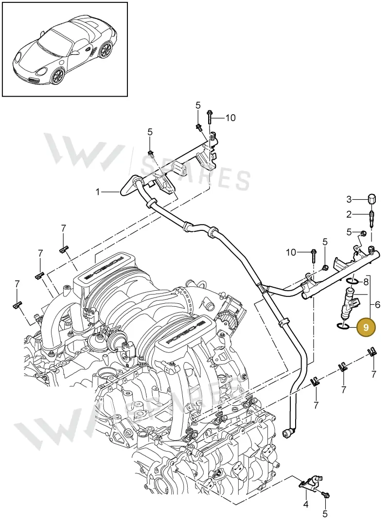 99970757340 — Porsche Boxster S (2008-2012) diagram p33107007, position 9