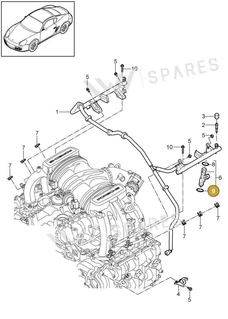 99970757340 — Porsche Cayman (2008-2012) diagram p34107007, position 9
