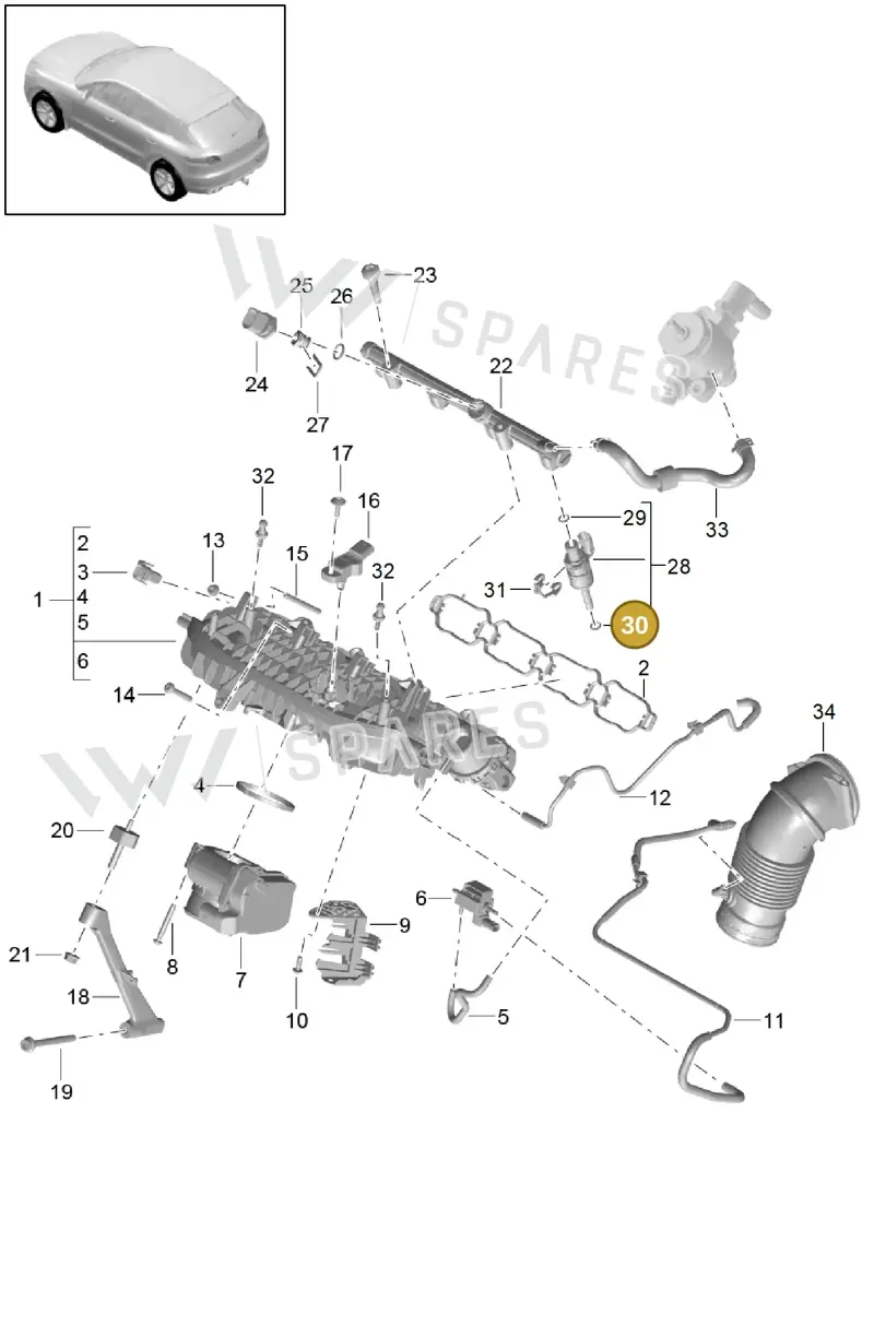 99970757340 — Porsche Macan (2013-2018) diagram p44107067, position 30