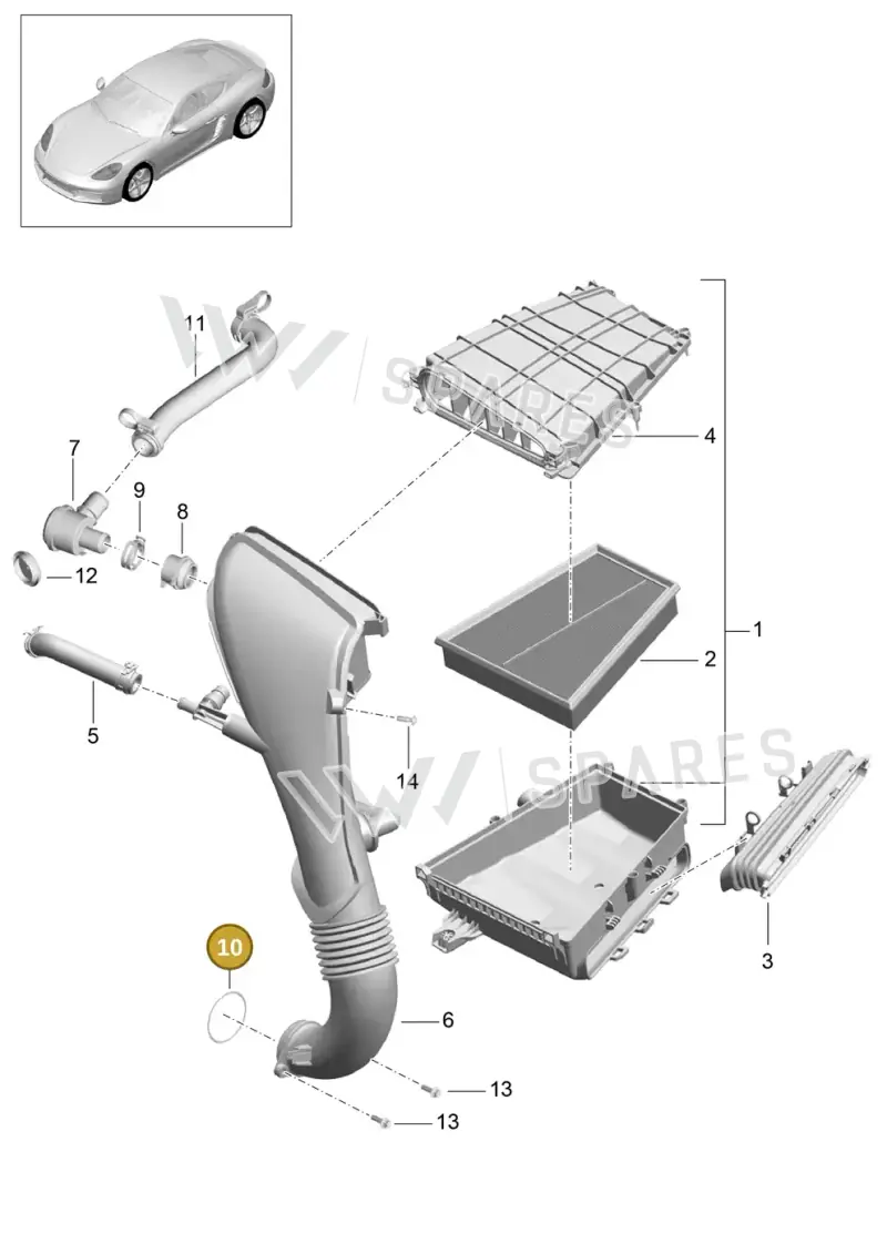 99970760740 — Porsche Cayman (2016-2019) diagram p50106000, position 10