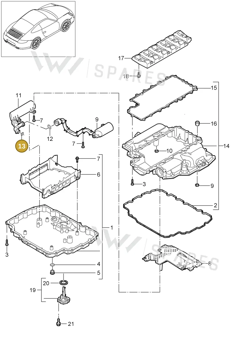 99970763740 — Porsche 911 Carrera (2008-2012) diagram p32104002, position 13
