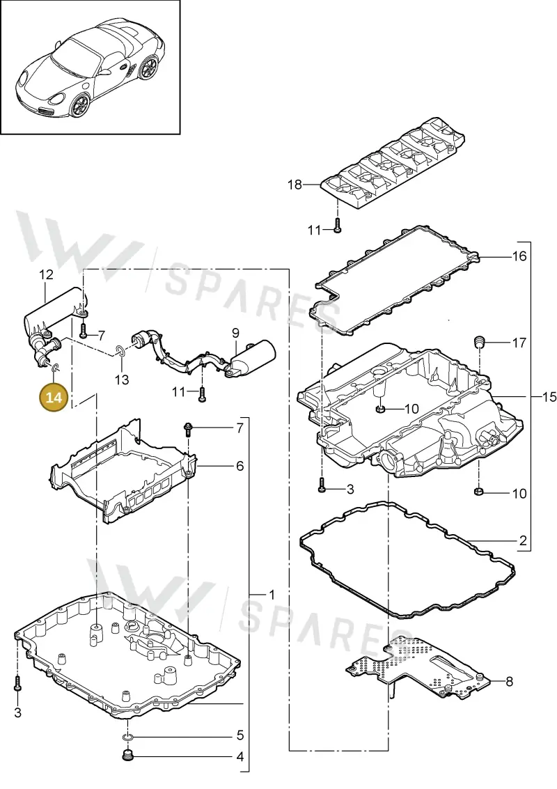99970763740 — Porsche Boxster S (2008-2012) diagram p33104002, position 14