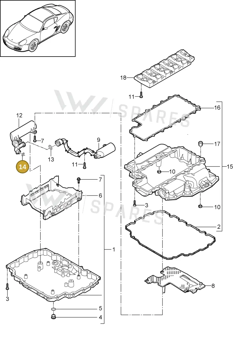 99970763740 — Porsche Cayman (2008-2012) diagram p34104002, position 14