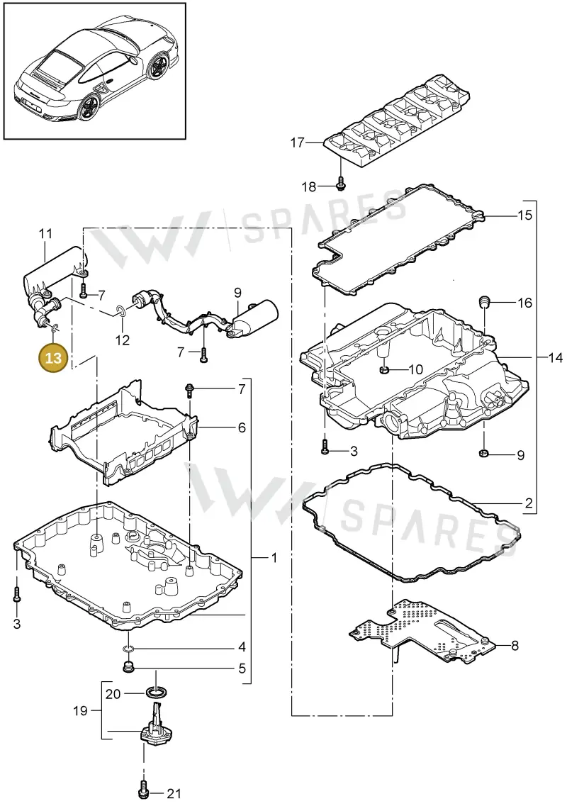 99970763740 — Porsche GT2 RS (2009-2012) diagram p36104002, position 13