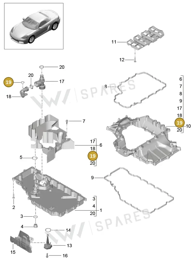 99970763740 — Porsche Boxster (2016-2019) diagram p48104002, position 19