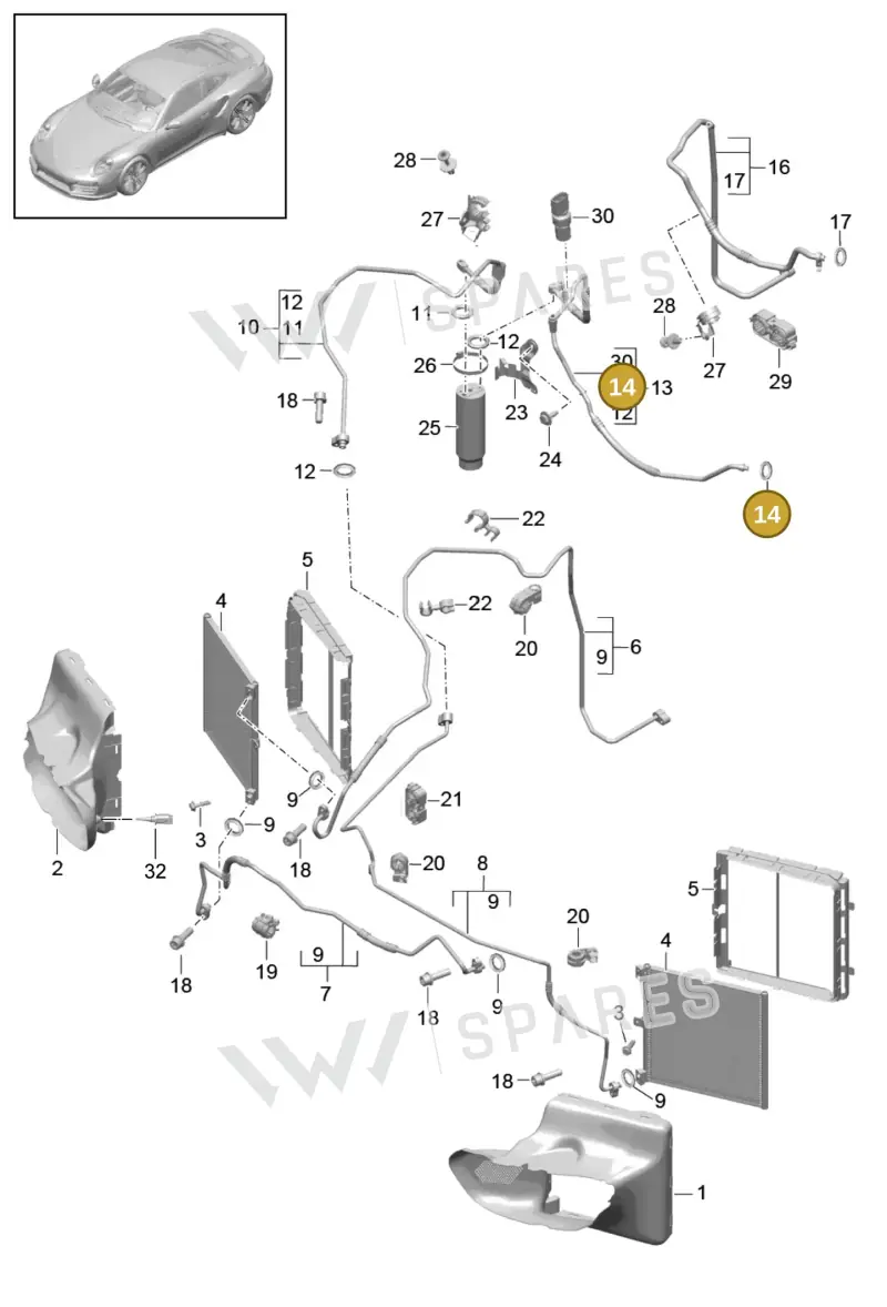 99970765240 — Porsche GT2 RS Clubsport (2013-2020) diagram p42813020, position 14