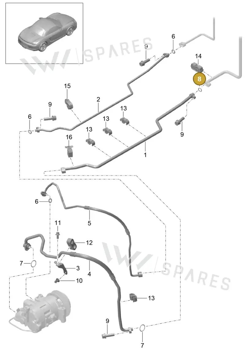 99970765340 — Porsche Boxster (2012-2016) diagram p39813025, position 8