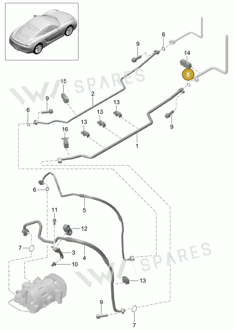 99970765340 — Porsche Cayman (2013-2016) diagram p40813025, position 8