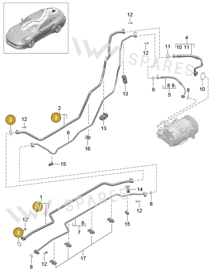 99970765340 — Porsche GT2 RS Clubsport (2013-2020) diagram p42813025, position 3