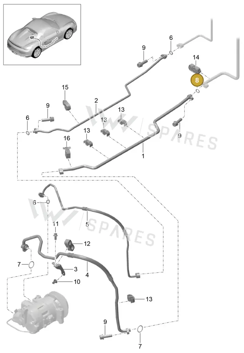 99970765340 — Porsche Boxster Spyder (2015-2016) diagram p46813025, position 8
