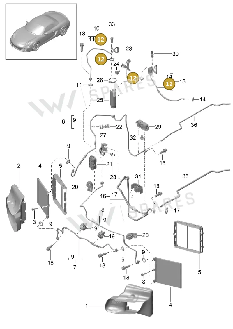 99970766040 — Porsche Boxster (2012-2016) diagram p39813020, position 12