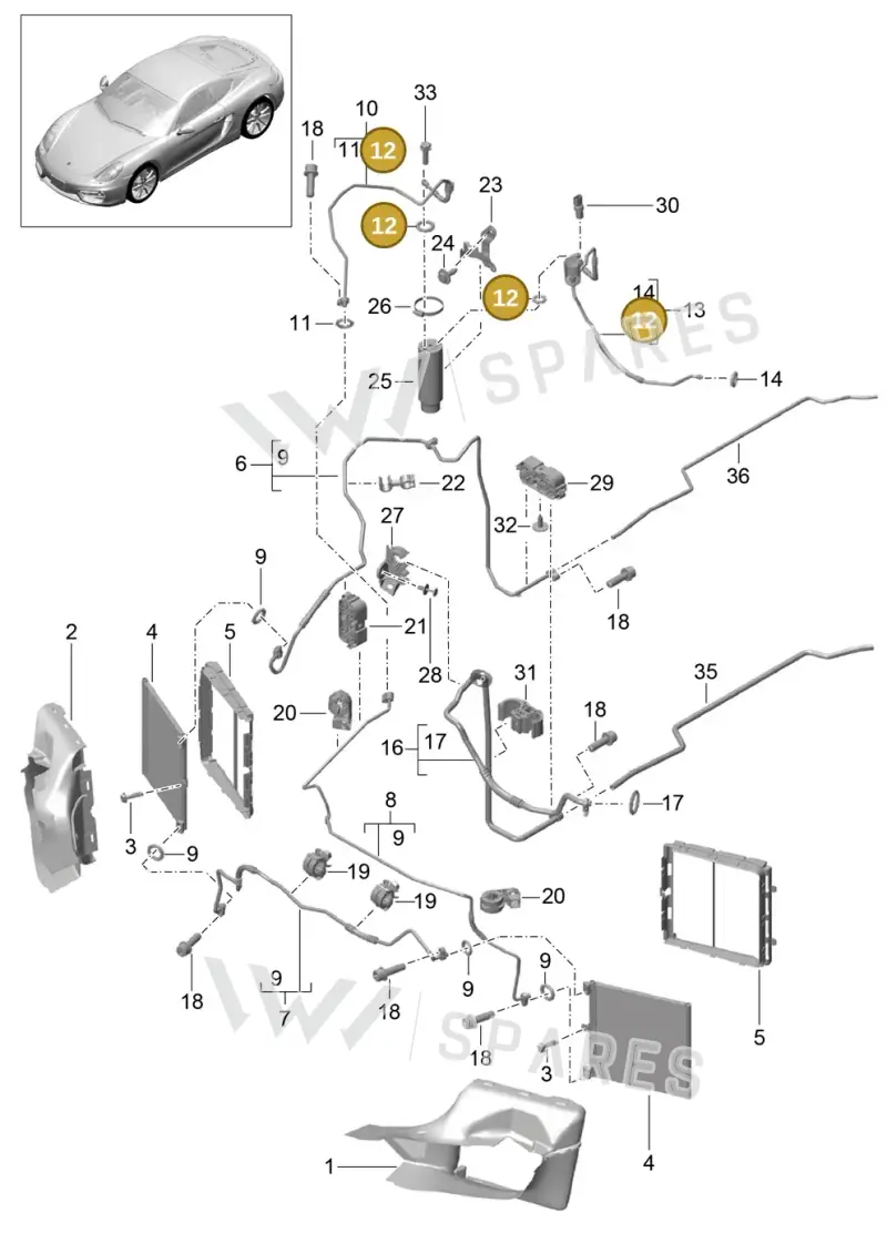 99970766040 — Porsche Cayman (2013-2016) diagram p40813020, position 12