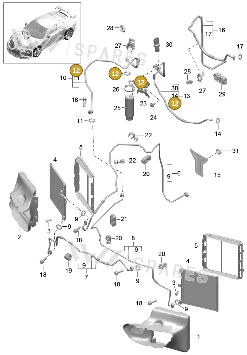 99970766040 — Porsche 911 (2013-2020) diagram p41813020, position 12