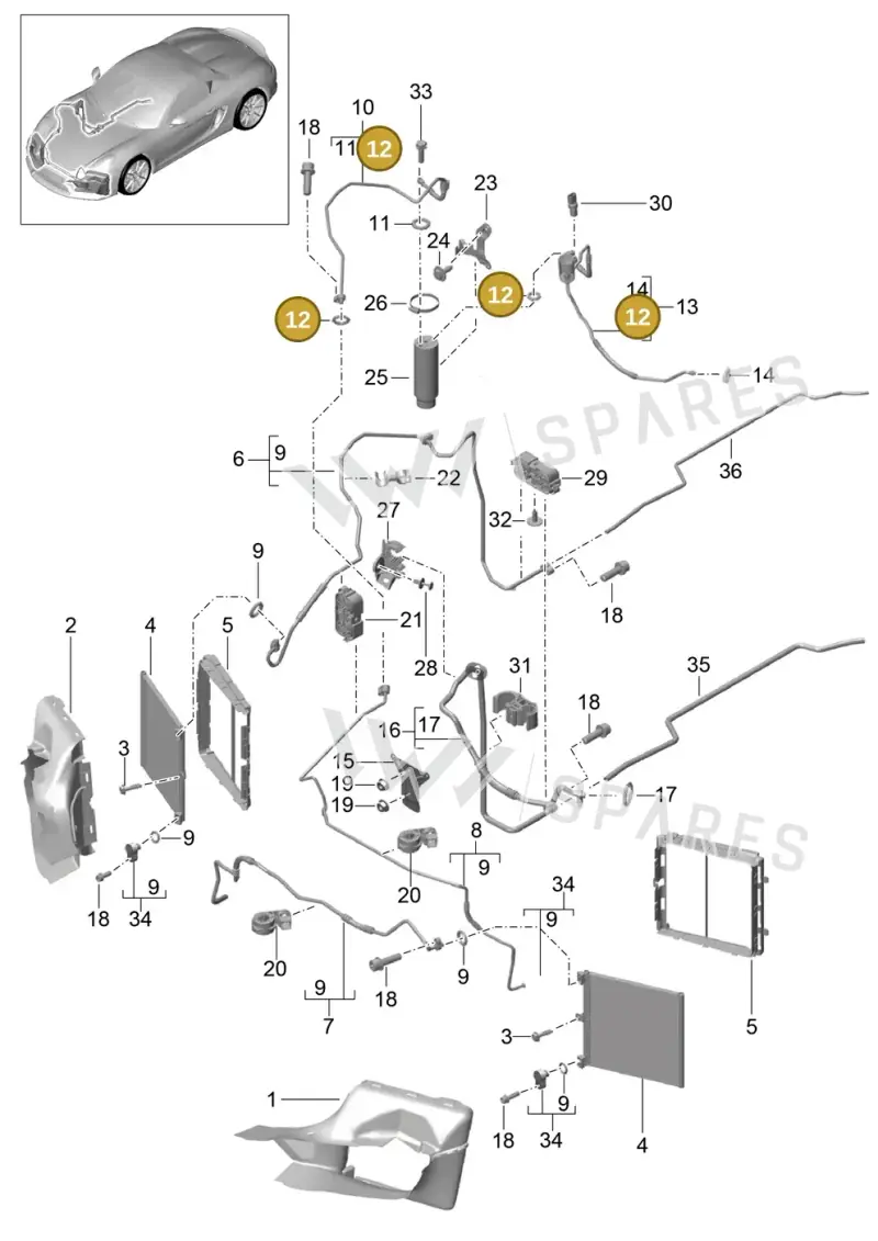 99970766040 — Porsche Boxster Spyder (2015-2016) diagram p46813020, position 12