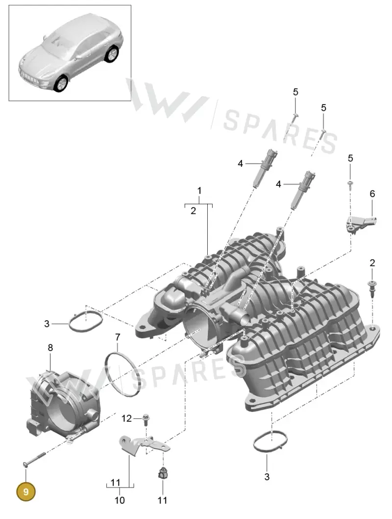 99991900501 — Porsche Macan (2013-2018) diagram p44107060, position 9