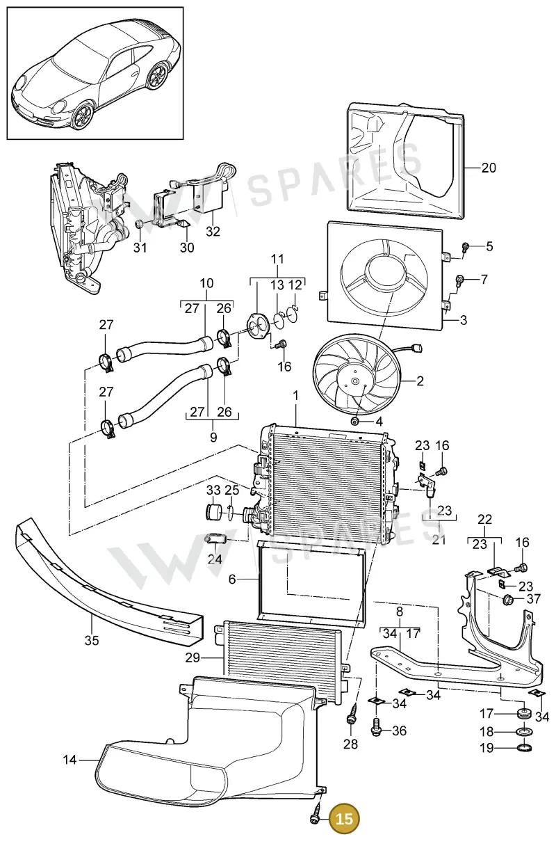 99991913409 — Porsche 911 Carrera (2008-2012) diagram p32105015, position 15