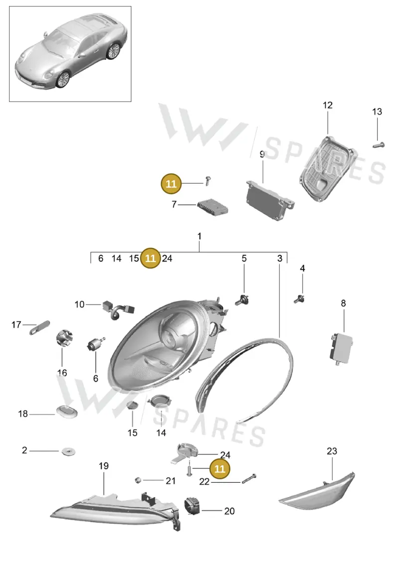 99991915909 — Porsche 911 (2016-2019) diagram p47905000, position 11